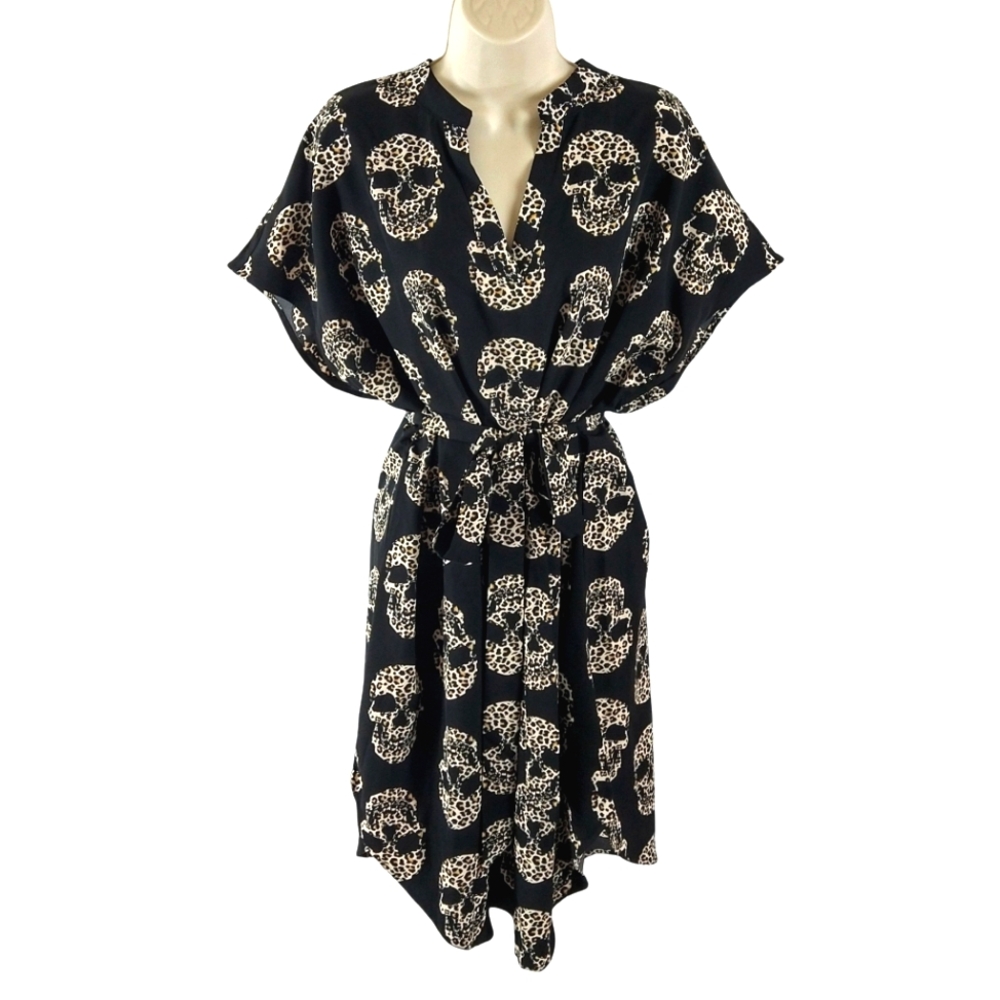 Emery Rose sugar skulls print dress